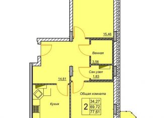 Продается двухкомнатная квартира, 74.7 м2, Ульяновск, Локомотивная улица, 83, Железнодорожный район