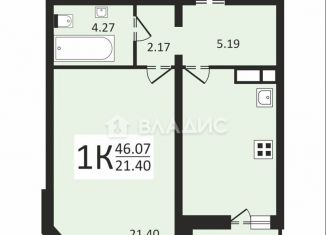 1-комнатная квартира на продажу, 46.1 м2, Долгопрудный, проспект Ракетостроителей, 9к1, ЖК В Долгопрудном