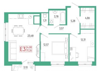 Продаю двухкомнатную квартиру, 70.3 м2, Тула, ЖК Смарт квартал на Сурикова