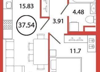 Продается 1-комнатная квартира, 37 м2, Санкт-Петербург, улица Дыбенко, метро Улица Дыбенко