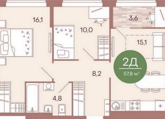 Продается 2-комнатная квартира, 57.8 м2, Пензенская область, жилой комплекс Норвуд, с6