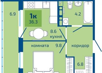 Продаю 1-комнатную квартиру, 36.3 м2, Пермь
