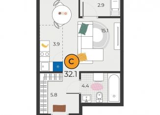 Продается квартира студия, 32.1 м2, Тюмень, улица Мельникайте, 151к1, Восточный округ