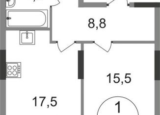 Однокомнатная квартира на продажу, 46.1 м2, Москва, 17-й квартал, к1