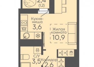 Продаю квартиру студию, 21.8 м2, Екатеринбург, метро Ботаническая, жилой комплекс Новокольцовский, 6