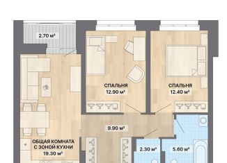 Двухкомнатная квартира на продажу, 65.1 м2, Екатеринбург, улица Щербакова, 148, ЖК Ривер Парк