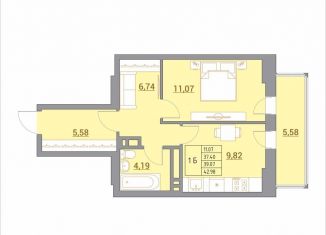 Продается однокомнатная квартира, 43.1 м2, Ростов-на-Дону, ЖК Новый Горизонт, Тибетская улица, 1Вс3