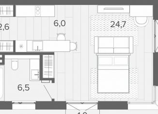 Продам 1-ком. квартиру, 41.8 м2, Барнаул, Центральный район, Змеиногорский тракт, 35Бк2