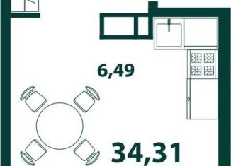 Продаю 1-ком. квартиру, 34.3 м2, Ульяновск, жилой комплекс Аквамарин-2, 3