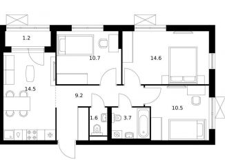 Продаю трехкомнатную квартиру, 66 м2, Ярославль, ЖК Волга Парк