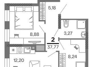 Продажа двухкомнатной квартиры, 37.8 м2, Рязань