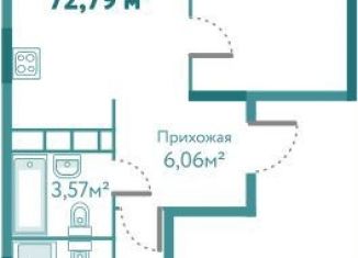 Двухкомнатная квартира на продажу, 72.8 м2, Тюмень, улица Павла Никольского, 6, ЖК Акватория