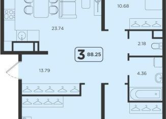 Продаю 3-ком. квартиру, 88.3 м2, Тюмень, ЖК Горизонт
