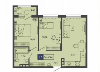 Продается двухкомнатная квартира, 53.8 м2, Тюмень, улица Владимира Соболевского, 3