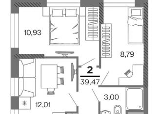 Продам 2-комнатную квартиру, 39.5 м2, Рязань