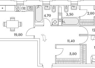 Продам 2-комнатную квартиру, 76.6 м2, Санкт-Петербург, метро Комендантский проспект