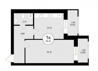 Продажа 1-комнатной квартиры, 48.5 м2, Самара