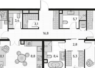 Продается 4-комнатная квартира, 118.3 м2, Москва, Полковая улица, 1с7, станция Савёловская