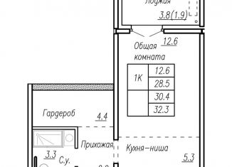 Продажа квартиры студии, 30.4 м2, Барнаул, улица Антона Петрова, 210В, Ленинский район