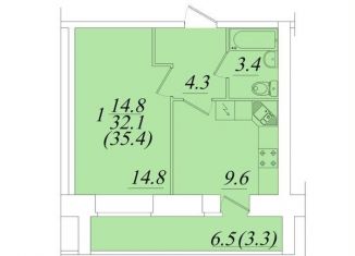 Продам 1-ком. квартиру, 35.4 м2, Вологда