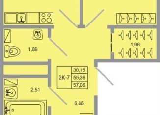 Продается 2-ком. квартира, 57.1 м2, Ленинградская область