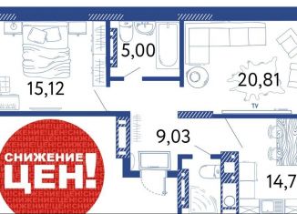 Продаю двухкомнатную квартиру, 71.2 м2, Астрахань, Аршанский переулок, 4, ЖК Лазурный