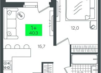 Однокомнатная квартира на продажу, 40.3 м2, деревня Дударева, ЖК Андерсен Парк