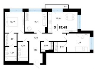 Продаю 3-ком. квартиру, 87.4 м2, Тюмень, Ленинский округ