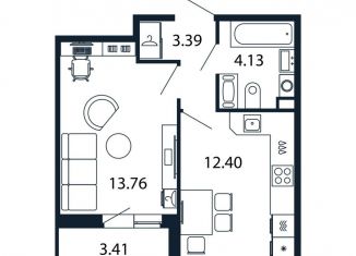 1-комнатная квартира на продажу, 33.5 м2, Санкт-Петербург, Арцеуловская аллея, 9, метро Комендантский проспект
