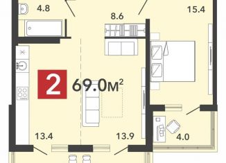 Продаю 2-комнатную квартиру, 69 м2, Пензенская область, жилой комплекс Радужные Дворы, с70