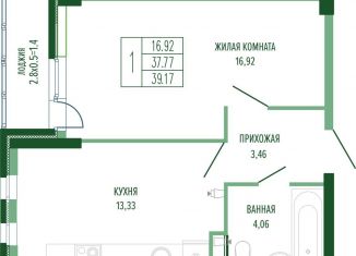 Продам однокомнатную квартиру, 39.2 м2, Краснодар, Прикубанский округ