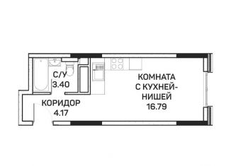 Квартира на продажу студия, 24.4 м2, Москва, улица Корнейчука, 27с7