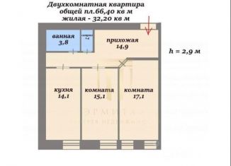 Продажа 2-ком. квартиры, 66.4 м2, Санкт-Петербург, Боровая улица, 96, Боровая улица